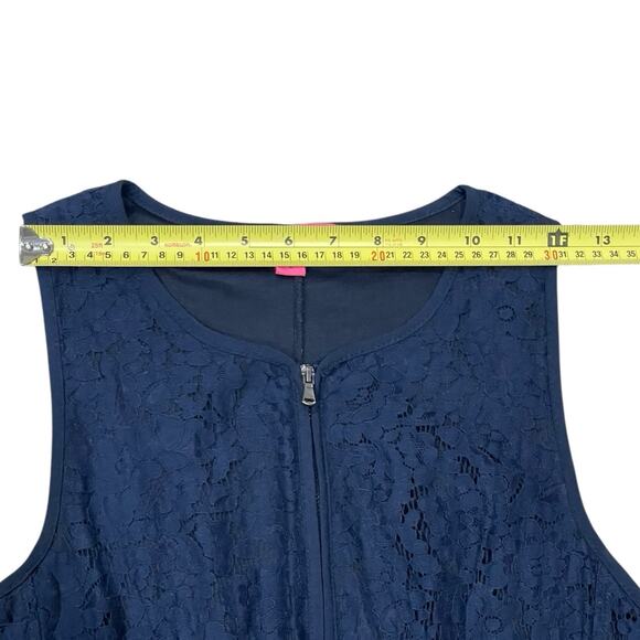 Betsey Johnson Fit & Flare Dress Size 6 Navy Blue Sleeveless Front Zip Zipper - Picture 8 of 8